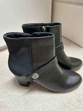 Anne Klein Rive Block Heel Black Ankle Boot, NEW